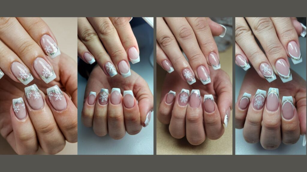 Frosted French Tips Beautiful Winter Christmas Nails